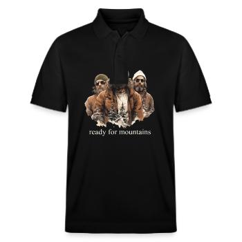ready for mountains - Stanley/Stella Unisex Organic Polo Shirt PREPSTER - black - Front - Roxy (174cm) & Andy (188cm)