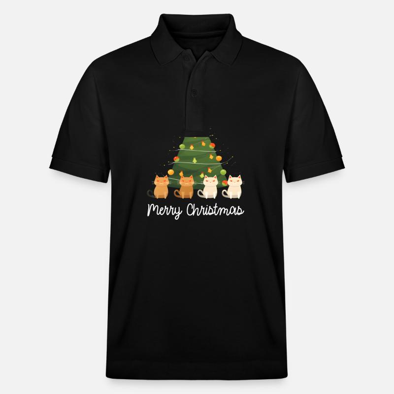Joyeux Noël 4 chats - Polo PREPSTER bio Stanley/Stella Unisexe - noir