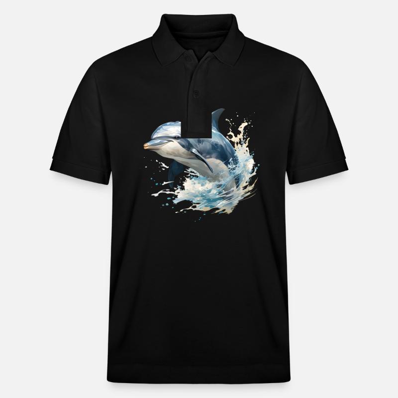 Springender Delfin - Stanley/Stella Unisex Bio-Poloshirt PREPSTER - Schwarz