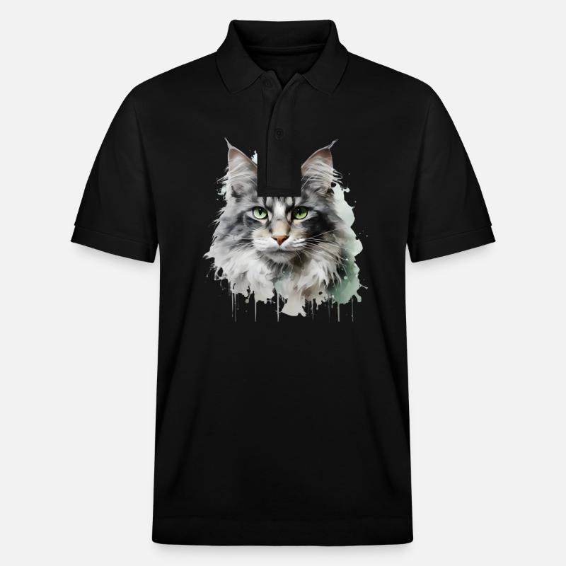 Cute Cat Face - Stanley/Stella Unisex Bio-Poloshirt PREPSTER - Schwarz