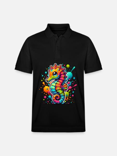 Seepferd Seepferdchen - Stanley/Stella Unisex Bio-Poloshirt PREPSTER - Schwarz