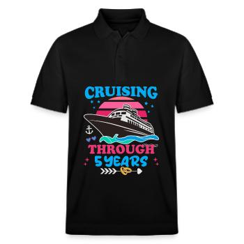 Cruising Through 5 Years Wedding Anniversary - Stanley/Stella Unisex Organic Polo Shirt PREPSTER - black - Front - Roxy (174cm) & Andy (188cm)