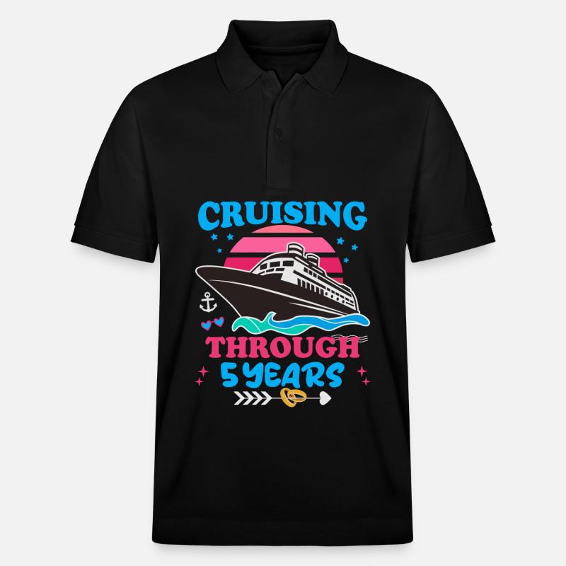 Cruising Through 5 Years Wedding Anniversary - Stanley/Stella Unisex Organic Polo Shirt PREPSTER - black