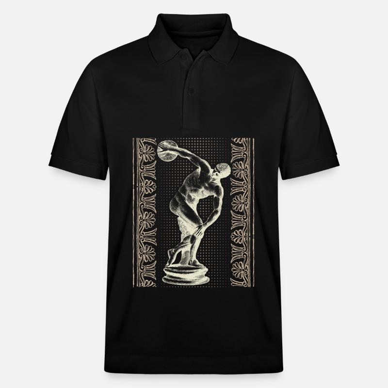 Griechenland, Diskuswerfer, griechisches Mäander - Stanley/Stella Unisex Bio-Poloshirt PREPSTER - Schwarz