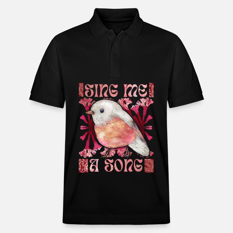 Robin, dicton drôle, oiseau, chanson - Polo PREPSTER bio Stanley/Stella Unisexe - noir