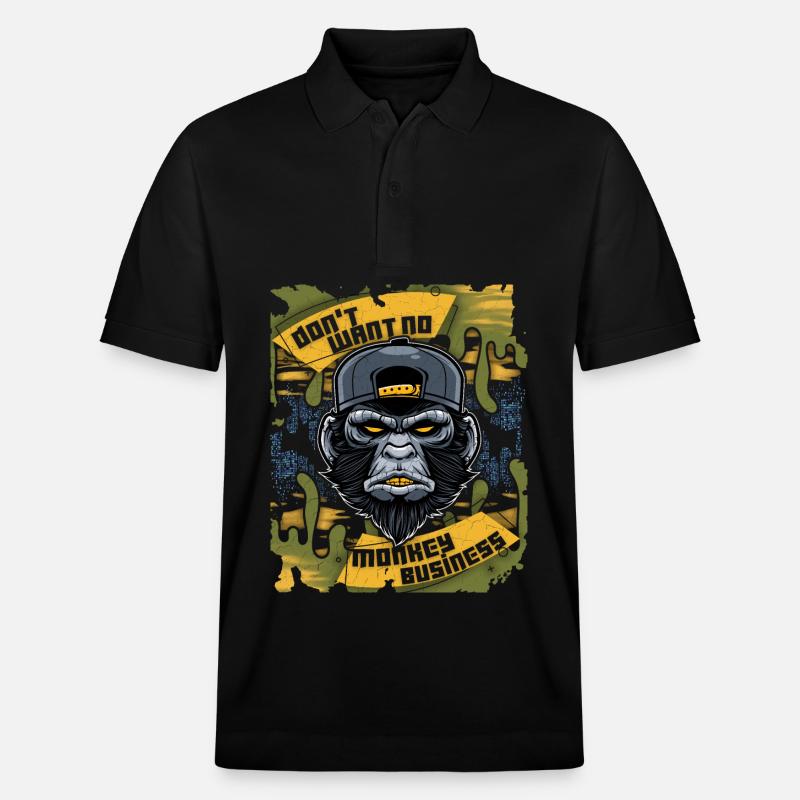 Affe, Monkey-Affe, lustiger Spruch Monkey-Business - Stanley/Stella Unisex Bio-Poloshirt PREPSTER - Schwarz