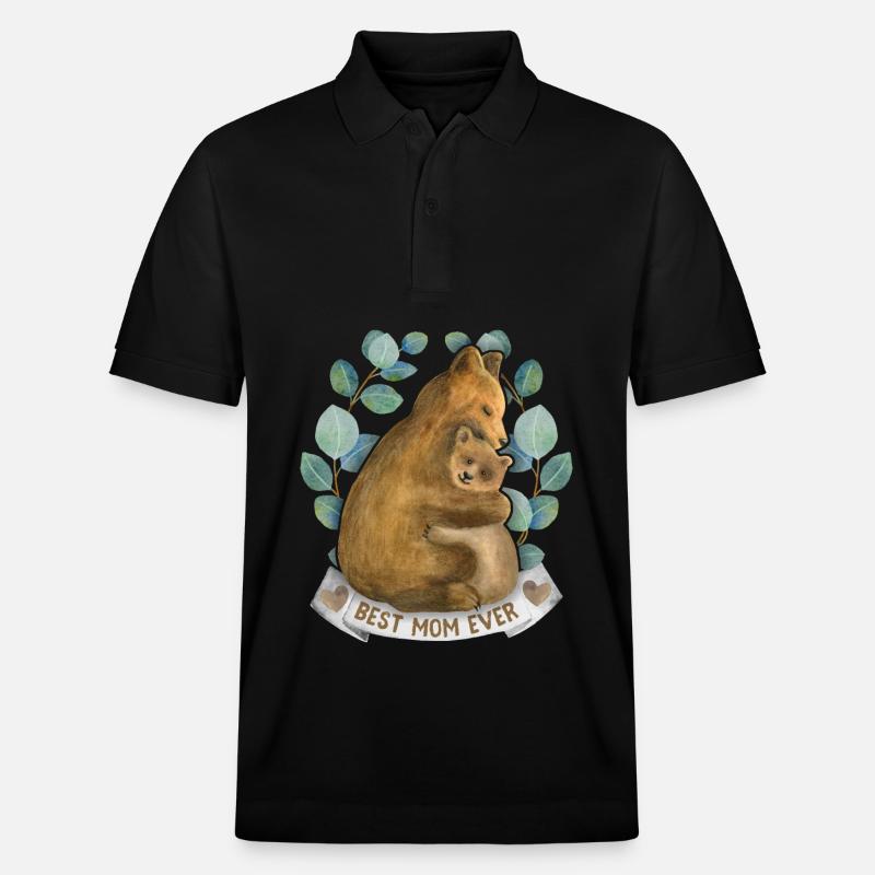 Maman-Maman Mama-Mami Dire avec Mama-Ours - Polo PREPSTER bio Stanley/Stella Unisexe - noir