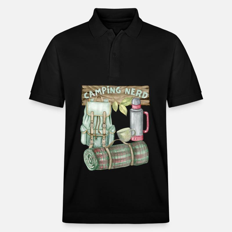 Camping, Camping-Nerd, Rucksack, lustiger Spruch - Stanley/Stella Unisex Bio-Poloshirt PREPSTER - Schwarz