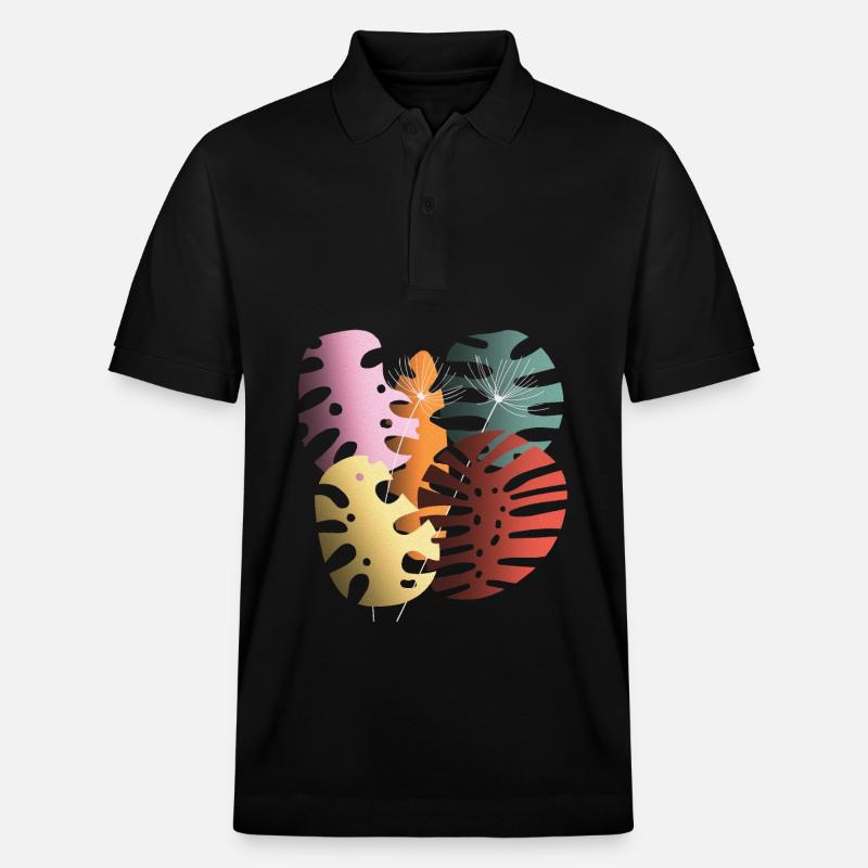 Monstera-Blätter Boho-Design Boho-Monstera - Stanley/Stella Unisex Bio-Poloshirt PREPSTER - Schwarz