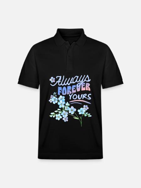 Forget-my-not, myosotis, Saint-Valentin - Polo PREPSTER bio Stanley/Stella Unisexe - noir