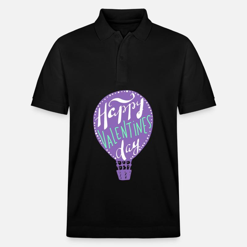 Joyeuse Saint-Valentin, montgolfière, dire - Polo PREPSTER bio Stanley/Stella Unisexe - noir
