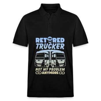 Lustiger Trucker, Spruch, Rentner, Fernfahrer, LKW - Stanley/Stella Unisex Bio-Poloshirt PREPSTER - Schwarz - Vorne - Roxy (174cm) & Andy (188cm)