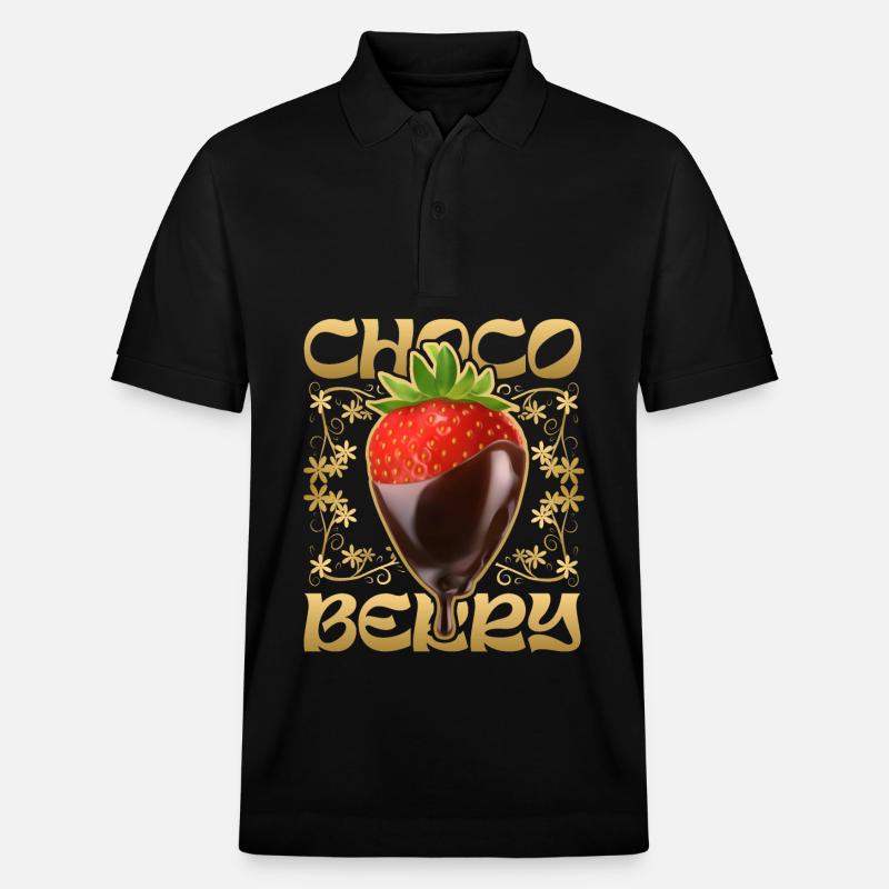 Erdbeere mit Schokolade - Stanley/Stella Unisex Bio-Poloshirt PREPSTER - Schwarz