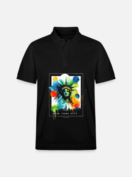 Vibrant NYC Liberty - Stanley/Stella Unisex Organic Polo Shirt PREPSTER - black