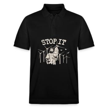Stop à l’énergie éolienne - Jésus contre l’énergie éolienne - Polo PREPSTER bio Stanley/Stella Unisexe - noir - Devant - Roxy (174cm) & Andy (188cm)