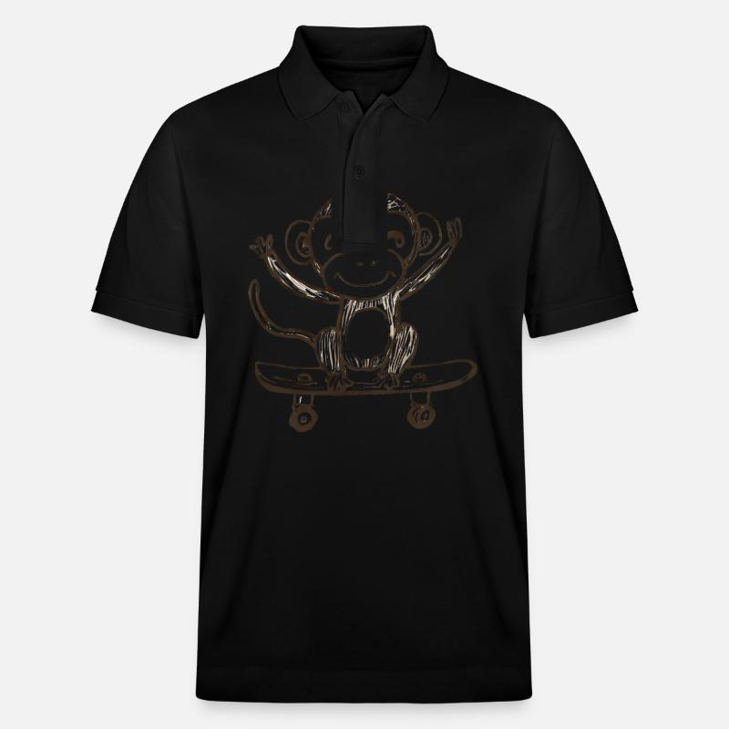Affe auf Skateboard - Stanley/Stella Unisex Bio-Poloshirt PREPSTER - Schwarz