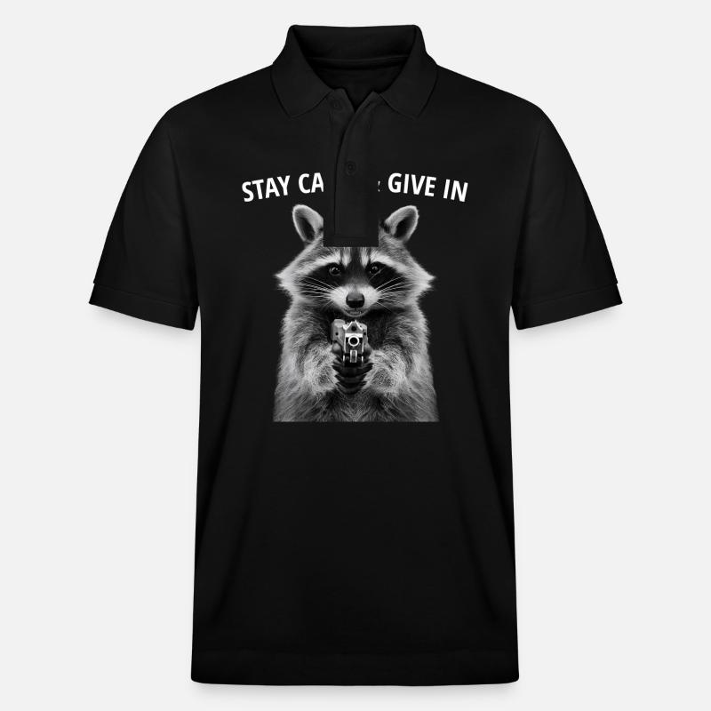 Meme Waschbär - Stanley/Stella Unisex Bio-Poloshirt PREPSTER - Schwarz