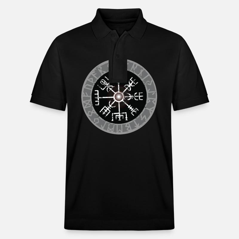 Boussole Viking blanche Valhalla Vegvisir - Polo PREPSTER bio Stanley/Stella Unisexe - noir