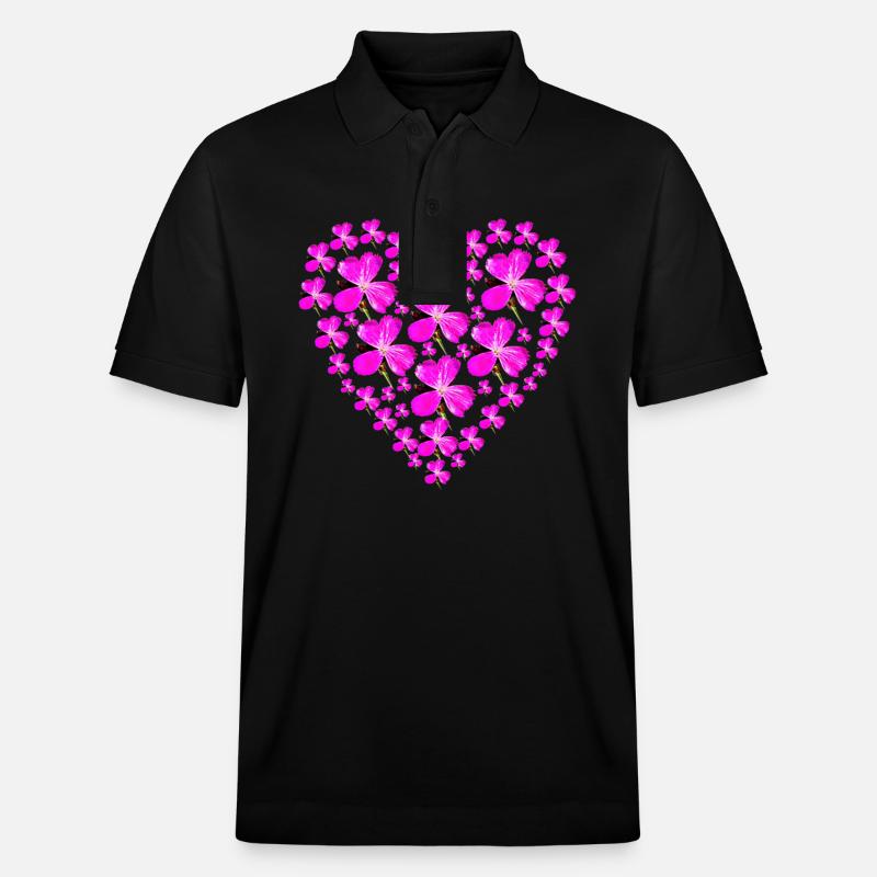 Herz aus Nelken - Stanley/Stella Unisex Bio-Poloshirt PREPSTER - Schwarz