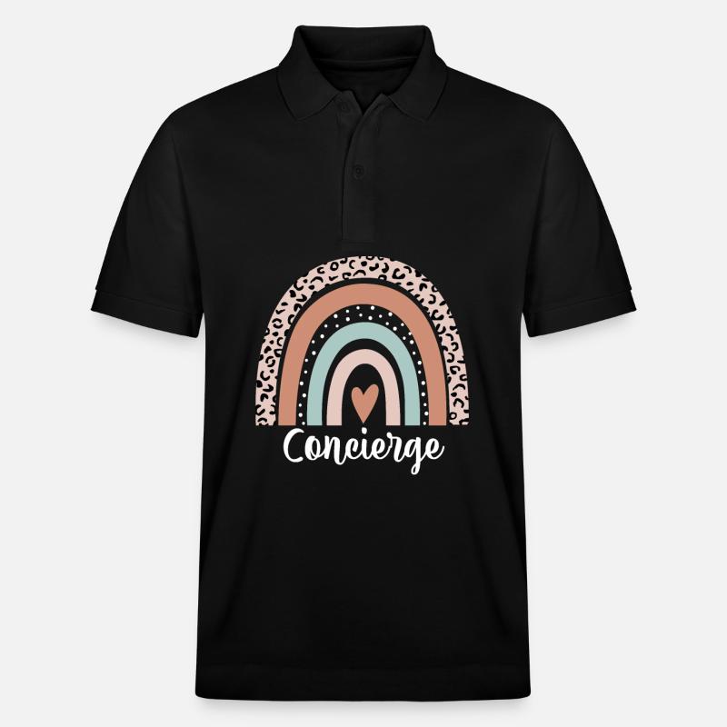 Concierge Regenbogen Leopard Lustiger Concierge - Stanley/Stella Unisex Bio-Poloshirt PREPSTER - Schwarz