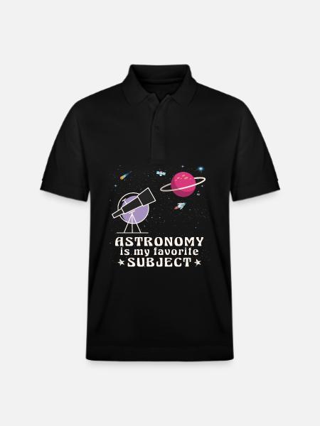 Astronomi, mit yndlingsemne, rumteleskop - Stanley/Stella PREPSTER økologisk unisex poloshirt - sort