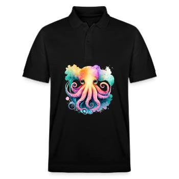 Underwater World Baby Octopus Fish in Watercolor - Stanley/Stella Unisex Bio-Poloshirt PREPSTER - Schwarz - Vorne - Roxy (174cm) & Andy (188cm)