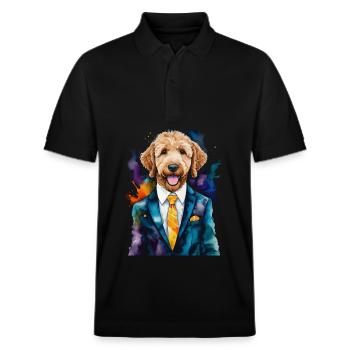 Costume Goldendoodle Chien Animal Design Imprimer - Polo PREPSTER bio Stanley/Stella Unisexe - noir - Devant - Roxy (174cm) & Andy (188cm)