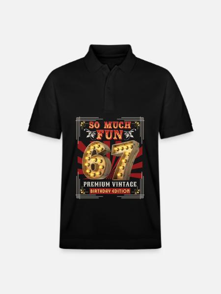 67th birthday 67 years Vintage-Retro Fun-Birthday - Stanley/Stella Unisex Organic Polo Shirt PREPSTER - black