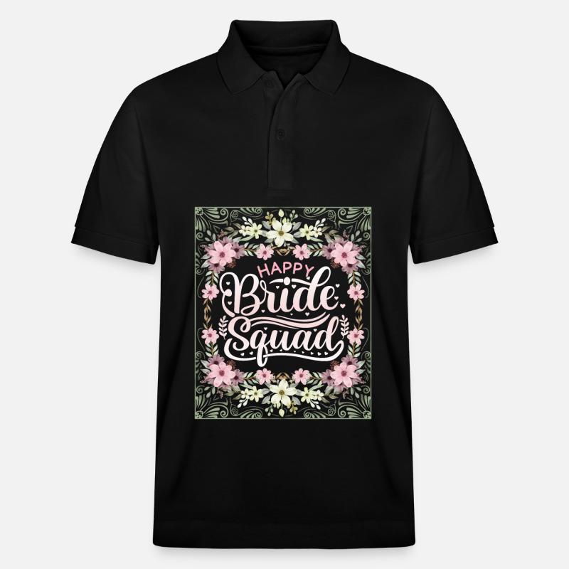 Happy-Bride-Squad, Team Bride, Dicton, Calligraphie - Polo PREPSTER bio Stanley/Stella Unisexe - noir