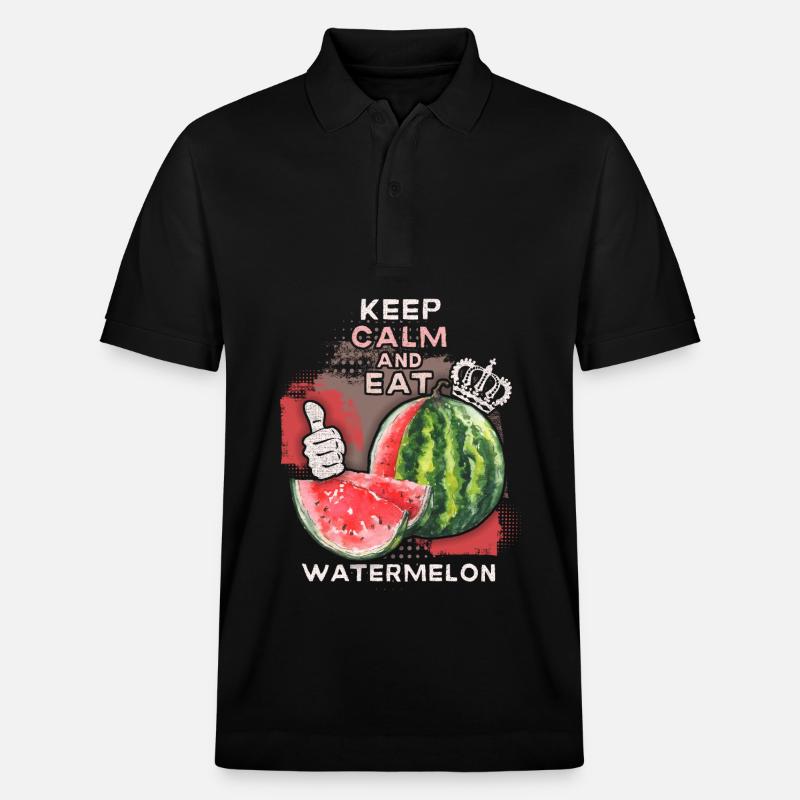 Pastèque drôle de dicton Eat-Watermelon - Polo PREPSTER bio Stanley/Stella Unisexe - noir