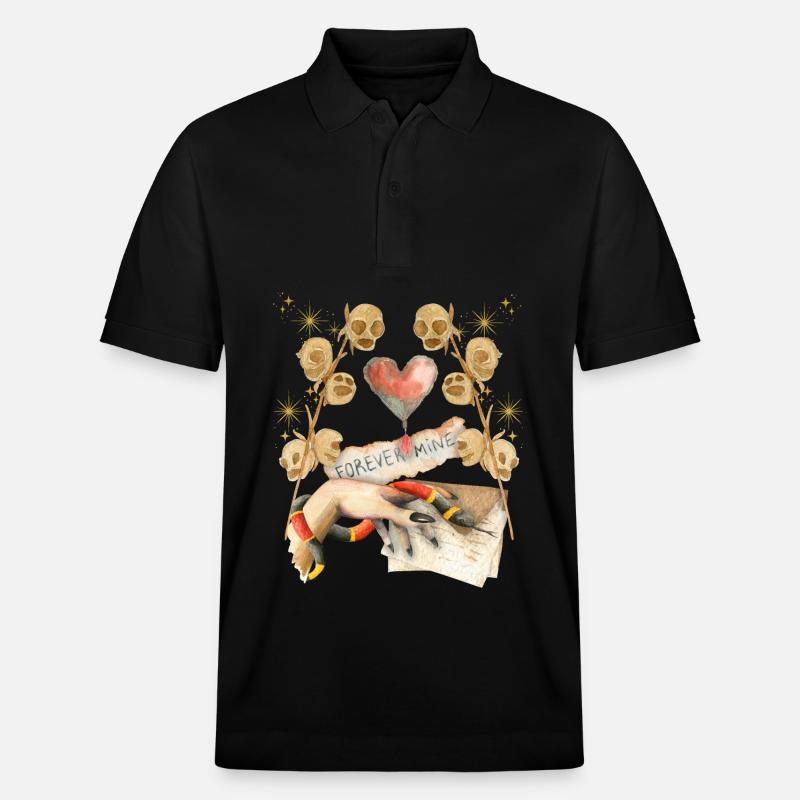 Gothic Skull Gothic-Valentine, Valentine's Day - Stanley/Stella Unisex Organic Polo Shirt PREPSTER - black