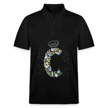 Lettre monogramme C avec couronne, ornement floral - Polo PREPSTER bio Stanley/Stella Unisexe - noir - Devant - Roxy (174cm) & Andy (188cm)
