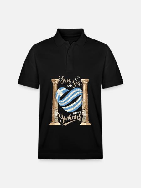Sun and Sea Greece Holiday Ancient Ruins - Stanley/Stella Unisex Organic Polo Shirt PREPSTER - black