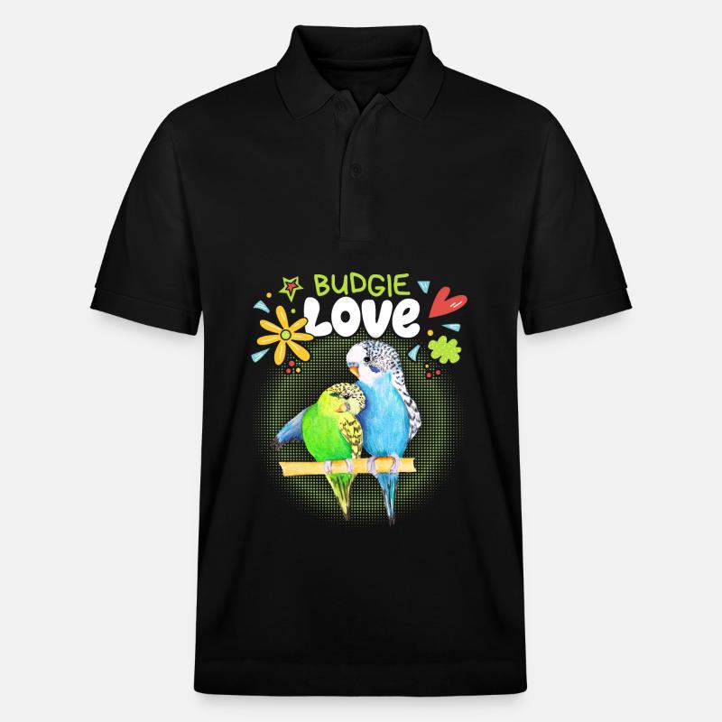 Perruche, couple amoureux, perruches - Polo PREPSTER bio Stanley/Stella Unisexe - noir