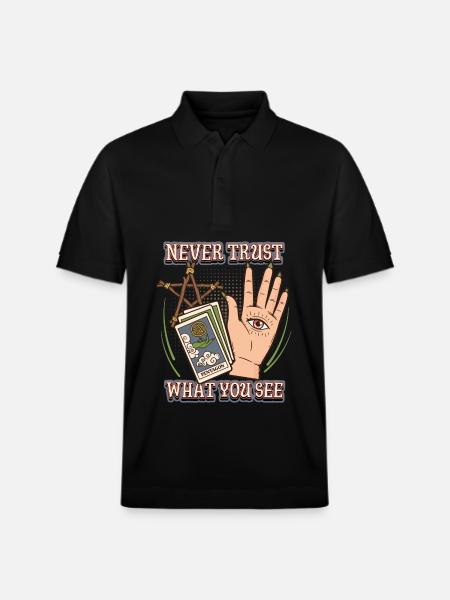 Divination Occultism Palmistry, Palmistry Saying - Stanley/Stella Unisex Organic Polo Shirt PREPSTER - black