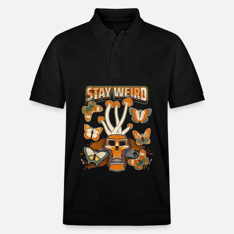 Champignons Magiques, Psychédélique, Crâne, Champignons - Polo PREPSTER bio Stanley/Stella Unisexe - noir