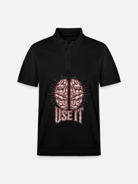 Brain, funny saying, use-it - Stanley/Stella Unisex Organic Polo Shirt PREPSTER - black