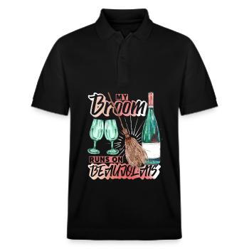 Vin rouge drôle de dicton, Vin rouge Beaujolais - Polo PREPSTER bio Stanley/Stella Unisexe - noir - Devant - Roxy (174cm) & Andy (188cm)