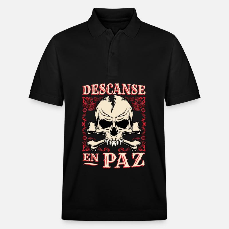 Totenkopf, Crossbones Knochen Spruch Rest-In-Peace - Stanley/Stella Unisex Bio-Poloshirt PREPSTER - Schwarz