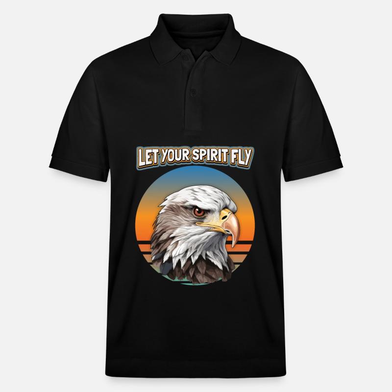 Eagle Motif, Eagle Illustration, Saying - Stanley/Stella Unisex Organic Polo Shirt PREPSTER - black