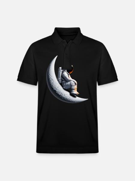 Astronaut in the crescent moon - Stanley/Stella Unisex Organic Polo Shirt PREPSTER - black