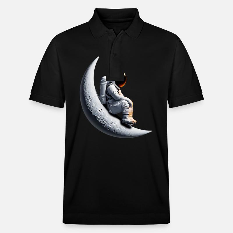 Astronaute en croissant de lune - Polo PREPSTER bio Stanley/Stella Unisexe - noir