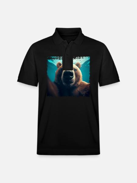 Bär Selfie im Unterwasserreich - Stanley/Stella Unisex Bio-Poloshirt PREPSTER - Schwarz