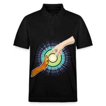 Hundepfote Menschenhand - Stanley/Stella Unisex Bio-Poloshirt PREPSTER - Schwarz - Vorne - Roxy (174cm) & Andy (188cm)