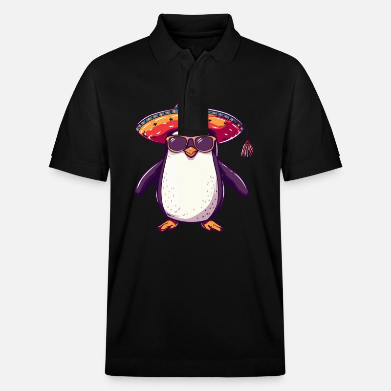 Pingouin Bande Dessinée Drôle Sombrero - Polo PREPSTER bio Stanley/Stella Unisexe - noir