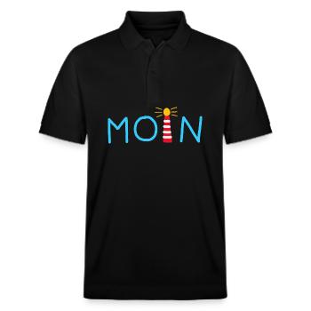 Leuchtturm Moin hellblau - Stanley/Stella Unisex Bio-Poloshirt PREPSTER - Schwarz - Vorne - Roxy (174cm) & Andy (188cm)