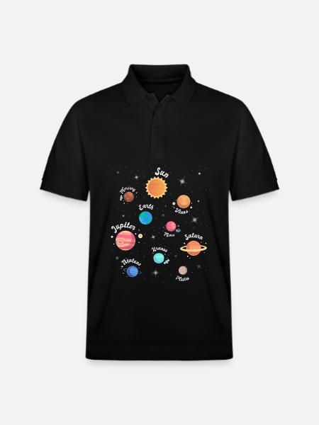 Enfants Système solaire Planètes spatiales - Polo PREPSTER bio Stanley/Stella Unisexe - noir