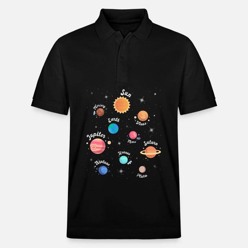 Enfants Système solaire Planètes spatiales - Polo PREPSTER bio Stanley/Stella Unisexe - noir