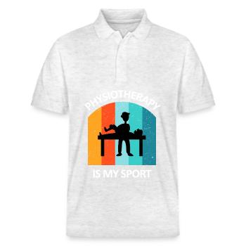 Physical Therapist Humorous Gift Saying Funny - Stanley/Stella Unisex Organic Polo Shirt PREPSTER - heather white - Front - Roxy (174cm) & Andy (188cm)