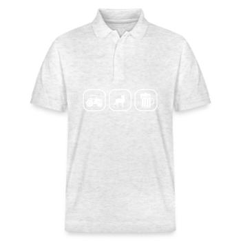Jäger und Landwirt Geschenk - Stanley/Stella Unisex Bio-Poloshirt PREPSTER - Weiß meliert - Vorne - Roxy (174cm) & Andy (188cm)